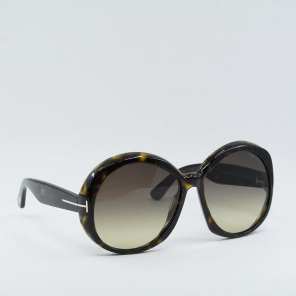 Tom Ford Annabelle FT1010 52B Sunglasses Havana Round Frame Brown Lenses
